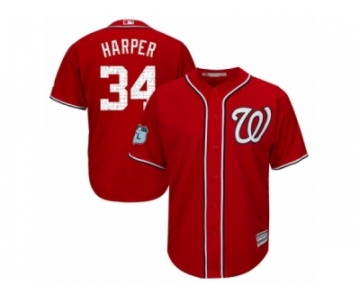 Youth Majestic Washington Nationals #34 Bryce Harper Authentic Scarlet 2017 Spring Training Cool Base MLB Jersey