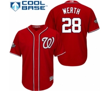 Youth Washington Nationals #28 Jayson Werth Authentic Red Alternate 1 Cool Base 2019 World Series Bound Baseball Jersey