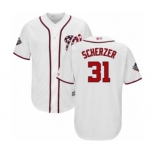 Youth Washington Nationals #31 Max Scherzer Authentic White Home Cool Base 2019 World Series Bound Baseball Jersey