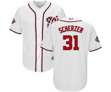 Youth Washington Nationals #31 Max Scherzer Authentic White Home Cool Base 2019 World Series Bound Baseball Jersey