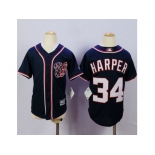 Youth Washington Nationals #34 Bryce Harper Blue Cool Base Stitched MLB Jersey