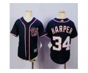 Youth Washington Nationals #34 Bryce Harper Blue Cool Base Stitched MLB Jersey