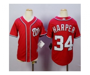 Youth Washington Nationals #34 Bryce Harper Red Cool Base Stitched MLB Jersey