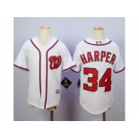 Youth Washington Nationals #34 Bryce Harper White Cool Base Stitched MLB Jersey