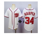 Youth Washington Nationals #34 Bryce Harper White Cool Base Stitched MLB Jersey