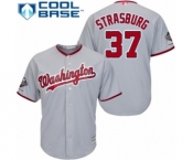 Youth Washington Nationals #37 Stephen Strasburg Authentic Grey Road Cool Base 2019 World Series Champions Baseball Jersey