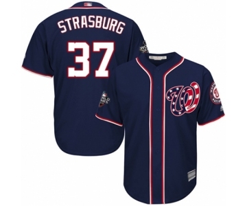 Youth Washington Nationals #37 Stephen Strasburg Authentic Navy Blue Alternate 2 Cool Base 2019 World Series Bound Baseball Jersey