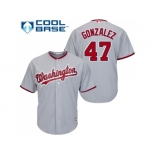 Youth Washington Nationals #47 Gio Gonzalez Grey Cool Base Stitched MLB Jersey