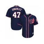 Youth Washington Nationals #47 Gio Gonzalez Navy Blue Cool Base Stitched MLB Jersey