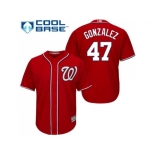 Youth Washington Nationals #47 Gio Gonzalez Red Cool Base Stitched MLB Jersey