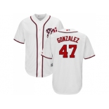 Youth Washington Nationals #47 Gio Gonzalez White Cool Base Stitched MLB Jersey