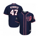 Youth Washington Nationals #47 Howie Kendrick Authentic Navy Blue Alternate 2 Cool Base 2019 World Series Bound Baseball Jersey