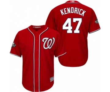 Youth Washington Nationals #47 Howie Kendrick Authentic Red Alternate 1 Cool Base 2019 World Series Bound Baseball Jersey