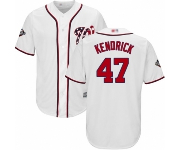 Youth Washington Nationals #47 Howie Kendrick Authentic White Home Cool Base 2019 World Series Bound Baseball Jersey