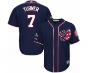 Youth Washington Nationals #7 Trea Turner Authentic Navy Blue Alternate 2 Cool Base 2019 World Series Champions Baseball Jersey