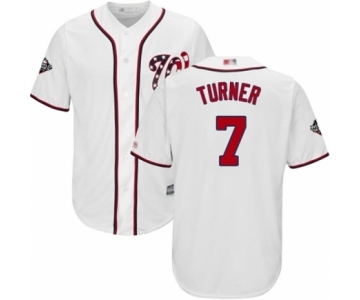 Youth Washington Nationals #7 Trea Turner Authentic White Home Cool Base 2019 World Series Bound Baseball Jersey