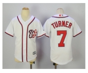 Youth Washington Nationals #7 Trea Turner White New Cool Base Jersey