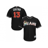 Youth Miami Marlins #13 Starlin Castro Black Cool Base Stitched MLB Jersey