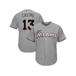 Youth Miami Marlins #13 Starlin Castro Grey Cool Base Stitched MLB Jersey