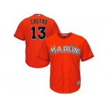 Youth Miami Marlins #13 Starlin Castro Orange Cool Base Stitched MLB Jersey