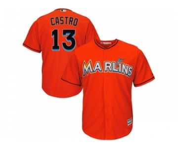 Youth Miami Marlins #13 Starlin Castro Orange Cool Base Stitched MLB Jersey