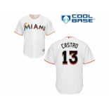 Youth Miami Marlins #13 Starlin Castro White Cool Base Stitched MLB Jersey