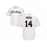 Youth Miami Marlins #14 Martin Prado White Cool Base Stitched MLB Jersey