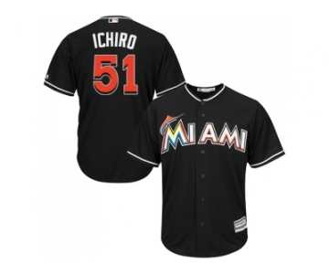 Youth Miami Marlins #51 Ichiro Suzuki Black Cool Base Stitched MLB Jersey