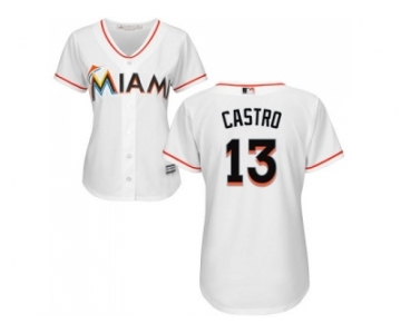 Women Miami Marlins #13 Starlin Castro White Home Stitched MLB Jersey