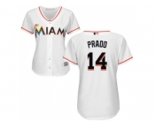 Women Miami Marlins #14 Martin Prado White Home Stitched MLB Jersey