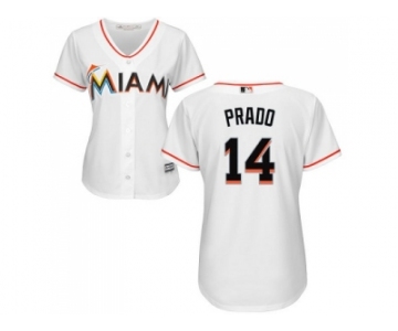 Women Miami Marlins #14 Martin Prado White Home Stitched MLB Jersey