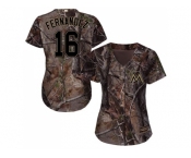 Women Miami Marlins #16 Jose Fernandez Camo Realtree Collection Cool Base Stitched MLB Jerse