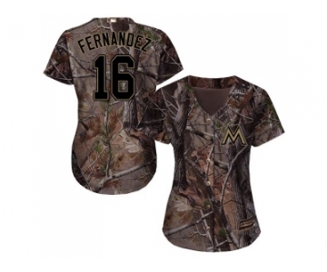 Women Miami Marlins #16 Jose Fernandez Camo Realtree Collection Cool Base Stitched MLB Jerse