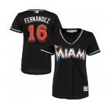 Women Miami Marlins #16 Jose Fernandez Majestic Black Cool Base Player Jersey