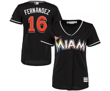 Women Miami Marlins #16 Jose Fernandez Majestic Black Cool Base Player Jersey