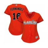 Women Miami Marlins #16 Jose Fernandez Majestic Orange Cool Base Player Jersey