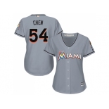 Women Miami Marlins #54 Wei-Yin Chen Grey Road Stitched MLB Jersey