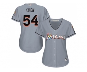 Women Miami Marlins #54 Wei-Yin Chen Grey Road Stitched MLB Jersey