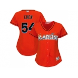 Women Miami Marlins #54 Wei-Yin Chen Orange Alternate Stitched MLB Jersey