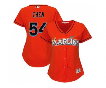 Women Miami Marlins #54 Wei-Yin Chen Orange Alternate Stitched MLB Jersey