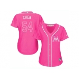 Women Miami Marlins #54 Wei-Yin Chen Pink Fashion Stitched MLB Jersey