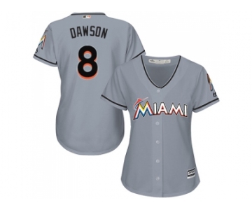 Women Miami Marlins #8 Andre Dawson Grey Road Stitched MLB Jersey