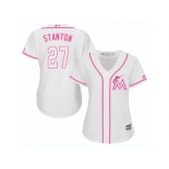 Women's Majestic Miami Marlins #27 Giancarlo Stanton Authentic White Fashion Cool Base MLB Jersey