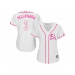 Women's Majestic Miami Marlins #3 Adeiny Hechavarria Authentic White Fashion Cool Base MLB Jersey