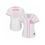 Women's Majestic Miami Marlins #51 Ichiro Suzuki Replica White Fashion Cool Base MLB Jersey