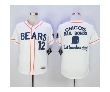 MLB Men Bad News Bears Button Down #12 Tanner Boyle White Movie Stitched Baseball Jersey