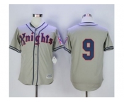 MLB Men New York Knights The Natural #9 Roy Hobbs Grey Movie Stitched Baseball Jersey