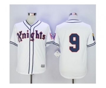 MLB Men New York Knights The Natural #9 Roy Hobbs White Movie Stitched Baseball Jersey