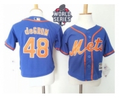 Toddler New York Mets #48 Jacob DeGrom Blue Alternate Home Cool Base W 2015 World Series Patch Stitched Baseball Jersey