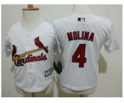 Toddler St.Louis Cardinals #4 Yadier Molina White Cool Base Stitched MLB Jersey